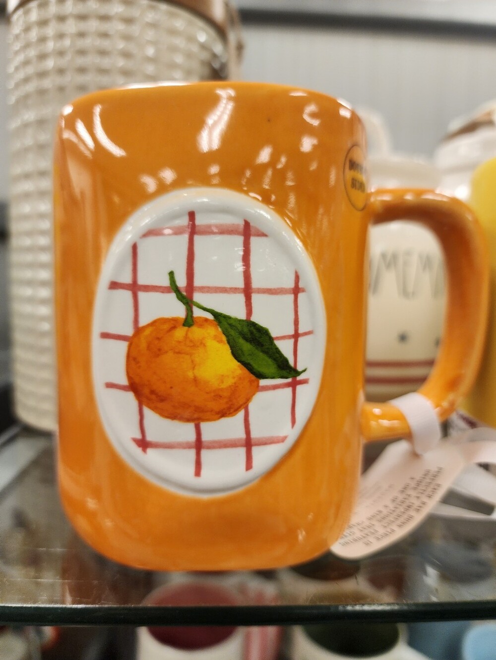 Rae Dunn Orange Ceramic Mug with Fruit Motif